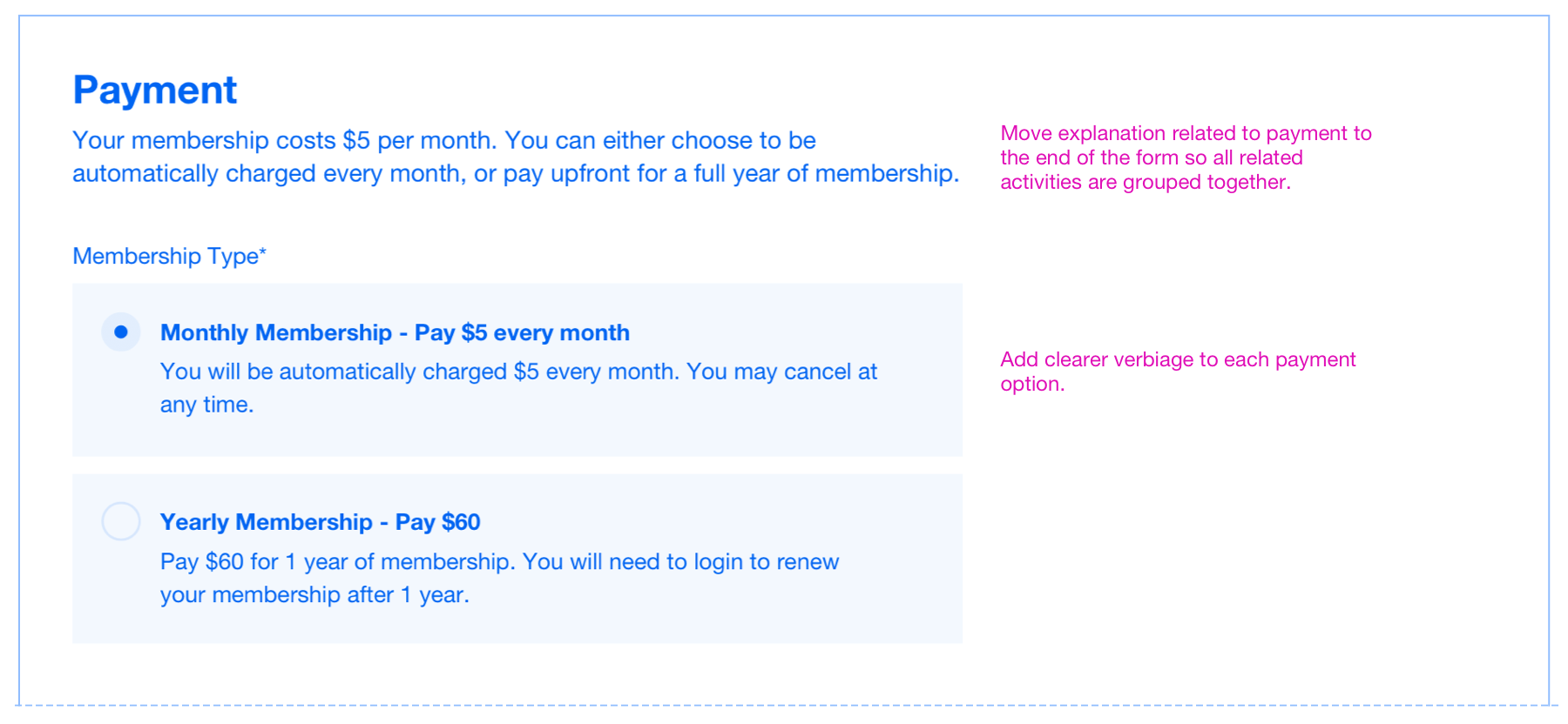 Verbiage with specific details about payment.